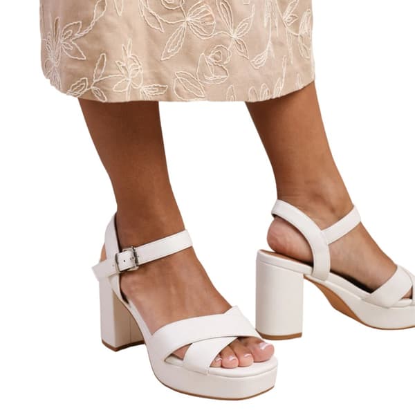 Where's That From Womens/Ladies Marcia PU Strappy Wide Platform Block High Heels