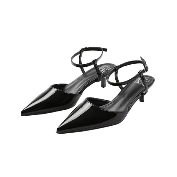 Where's That From Womens/Ladies Malta Patent Leather Pointed Wide Kitten Heel High Heels