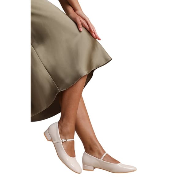 Where's That From Womens/Ladies Minsk Patent Faux Leather Buckle Detail Wide Low Heel Ballet Shoes
