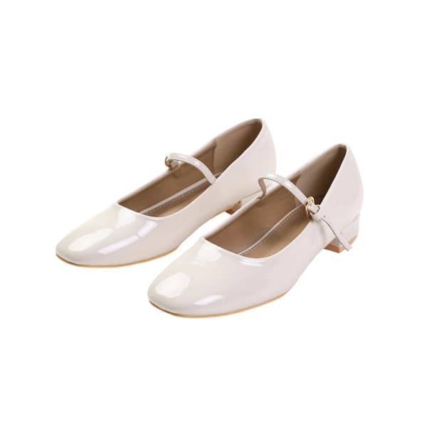 Where's That From Womens/Ladies Minsk Patent Faux Leather Buckle Detail Wide Low Heel Ballet Shoes