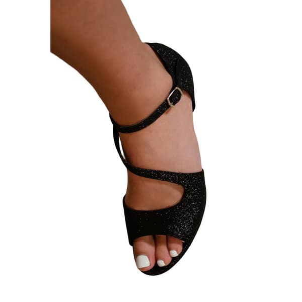 Where's That From Womens/Ladies Beatrice Glitter Faux Leather Crossover Strap Wide Kitten Heel High Heels