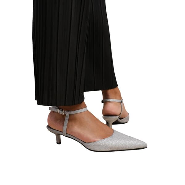 Where's That From Womens/Ladies Malta Glitter Faux Leather Ankle Strap Kitten Heel Sandals