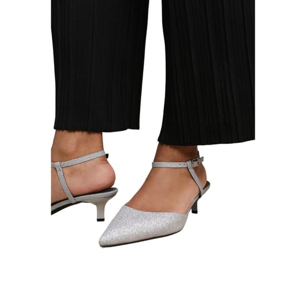 Where's That From Womens/Ladies Malta Glitter Faux Leather Ankle Strap Kitten Heel Sandals