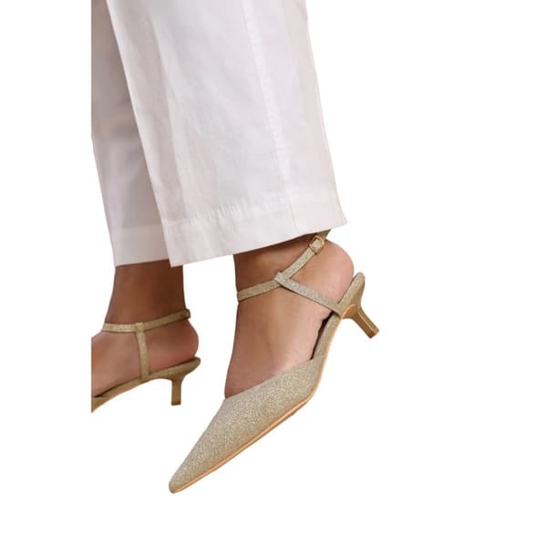 Where's That From Womens/Ladies Malta Glitter Faux Leather Ankle Strap Kitten Heel Sandals