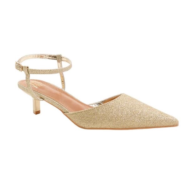 Where's That From Womens/Ladies Malta Glitter Faux Leather Ankle Strap Kitten Heel Sandals