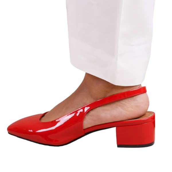 Where's That From Womens/Ladies Michigan Patent Leather Sling Back Wide Low Heel Sandals