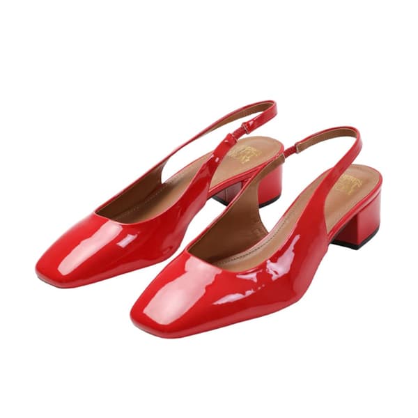 Where's That From Womens/Ladies Michigan Patent Leather Sling Back Wide Low Heel Sandals Red 3 UK Wide