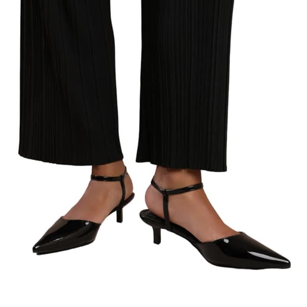Where's That From Womens/Ladies Malta Patent Leather Pointed Kitten Heel Sandals