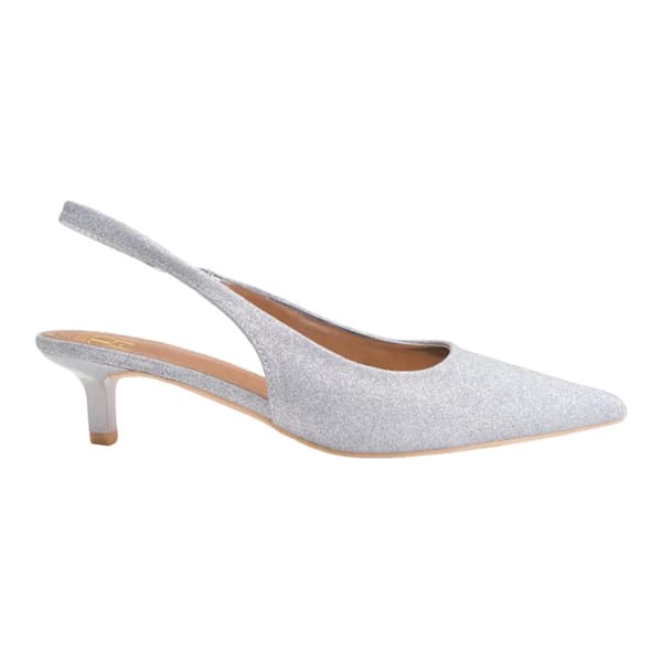 Where's That From Womens/Ladies New Glitter Faux Leather Pointed Wide Kitten Heel Sandals