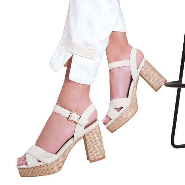 Where's That From Dam/Ladies Volym Mocka Crossover Strap Plattform Block Högklackat
