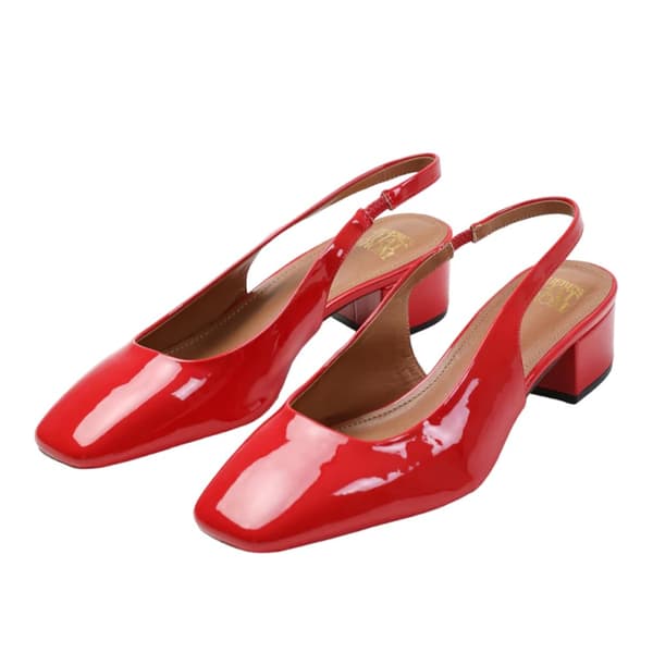 Where's That From Womens/Ladies Michigan Patent Leather Sling Back Low Block Heel Sandals