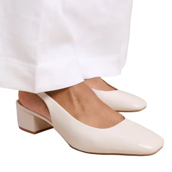 Where's That From Womens/Ladies Michigan Patent Leather Sling Back Low Block Heel Sandals