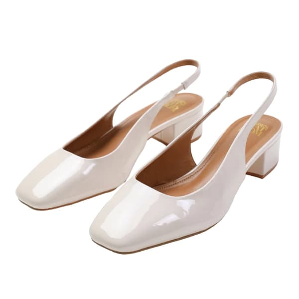 Where's That From Womens/Ladies Michigan Patent Leather Sling Back Low Block Heel Sandals