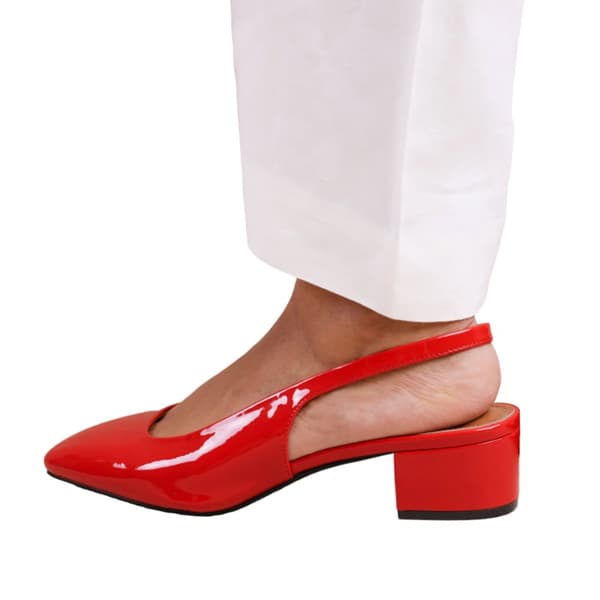 Where's That From Womens/Ladies Michigan Patent Leather Sling Back Low Block Heel Sandals