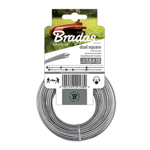 Set med 4 produkter. Trimmerlinje RIPPER DUAL, fyrkantig 2,7mm x 50m - kort