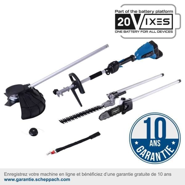 SCHEPPACH BC-MFH400-X 20V IXES 4-i-1 sladdlös röjsåg - utan batteri eller laddare
