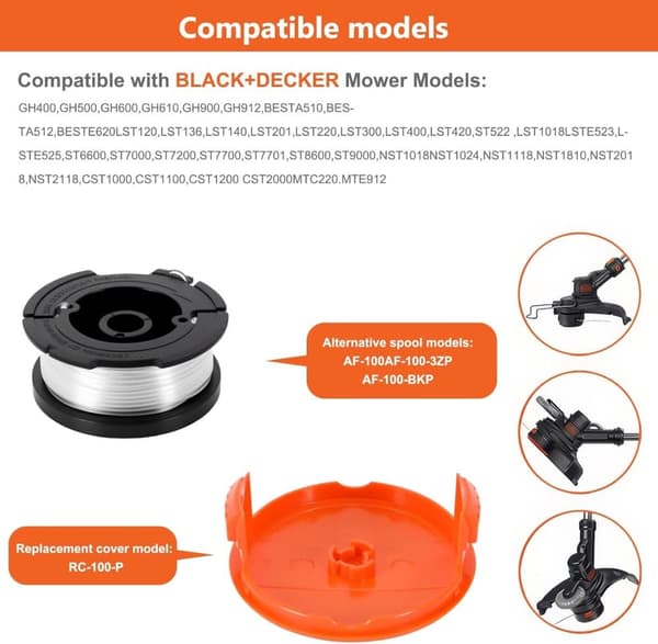 Lollanda7-pack trimmerspolar med trimmertråd och lock grästrimmer