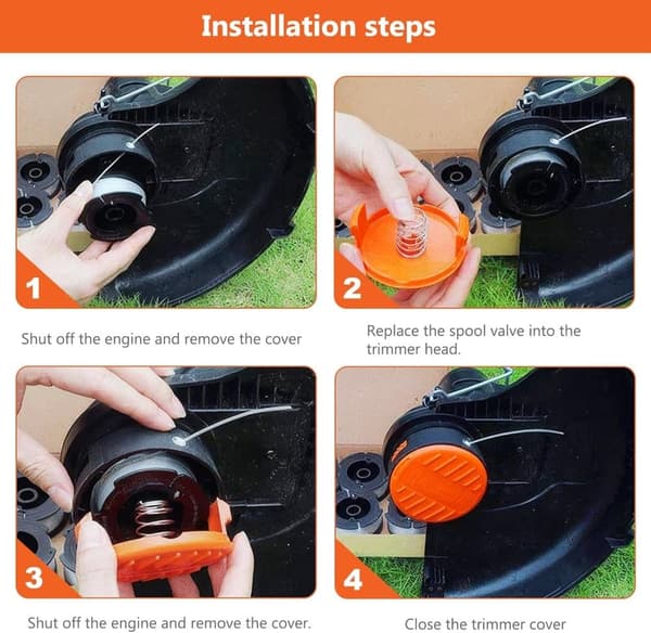 Lollanda7-pack trimmerspolar med trimmertråd och lock grästrimmer