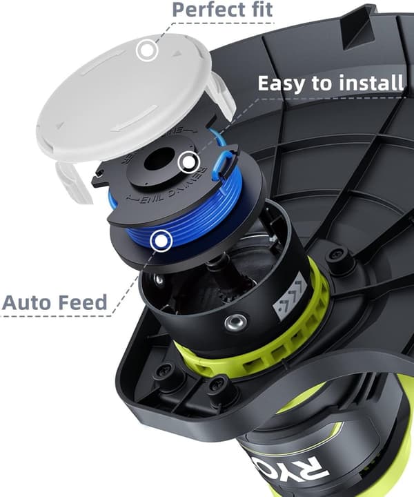 6-Pack trimmerspolar med trimmertråd och lock RYOBI grästrimmer