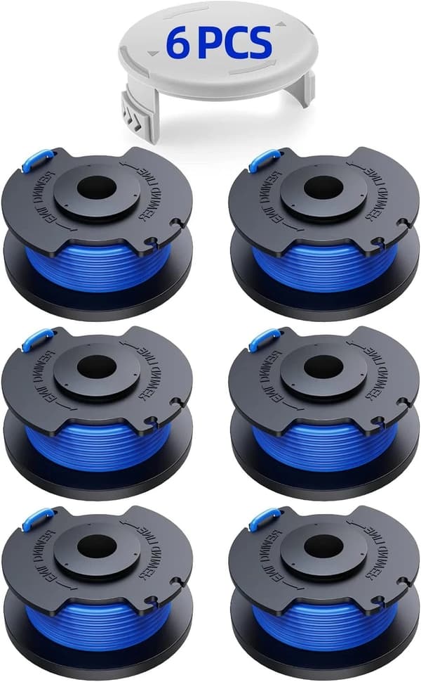 6-Pack trimmerspolar med trimmertråd och lock RYOBI grästrimmer
