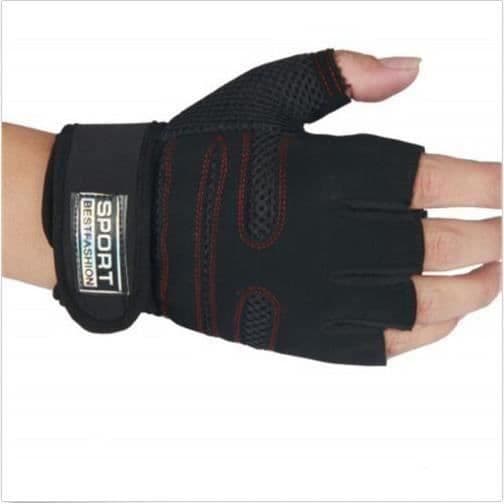 Gym Handskar Fitness Armband Grepp Träning Styrketräning Bodybuilding Sport Röd och Svart M22568 Mo38737