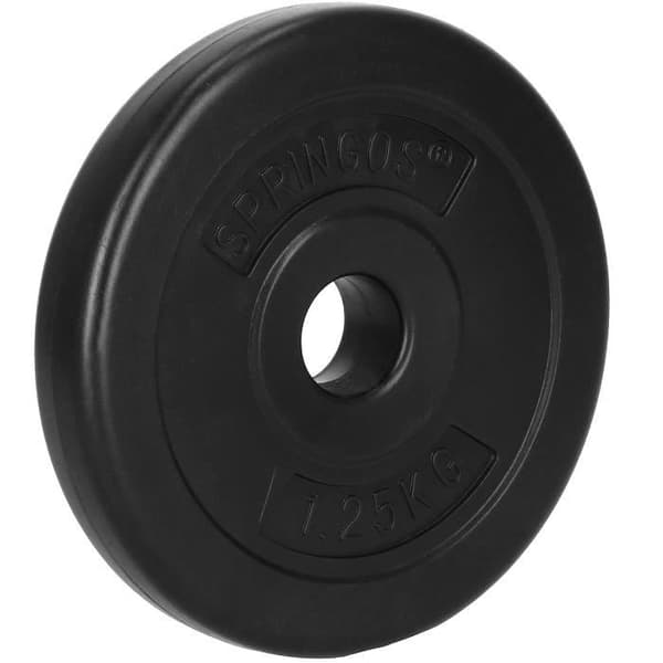 SPRINGOS® viktskiva 1,25 kg - svart i bitumen och plast (PP)