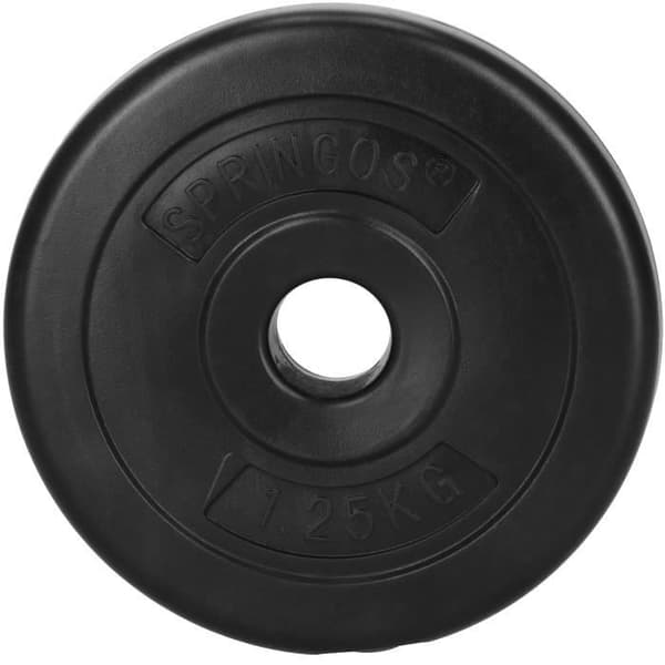 SPRINGOS® viktskiva 1,25 kg - svart i bitumen och plast (PP)