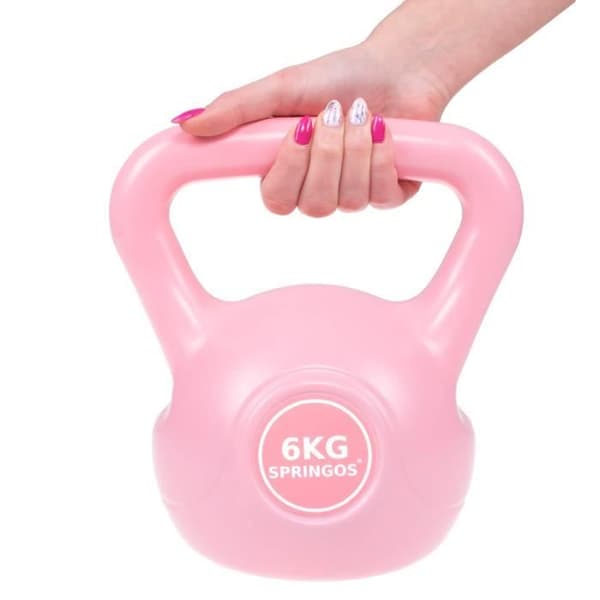 Plast kettlebell 6 kg för kvinnor - SPRINGOS - Rosa - Fitness