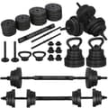 Miniatyrbild 2 av 4: Hantelset - SPRINGOS - 30 kg - Justerbara hantlar - Kettlebell - Lång vadderad stång