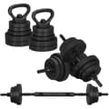Miniatyrbild 1 av 4: Hantelset - SPRINGOS - 30 kg - Justerbara hantlar - Kettlebell - Lång vadderad stång