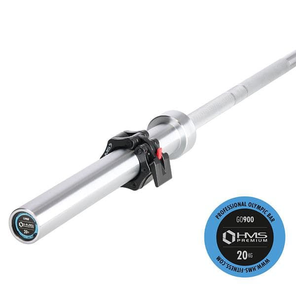 GO900 OLYMPIC BAR 20KG 2200MM HMS PREMIUM + ZG1500 SILVER LOCK KÆBEKLEMMER (2 stk)
