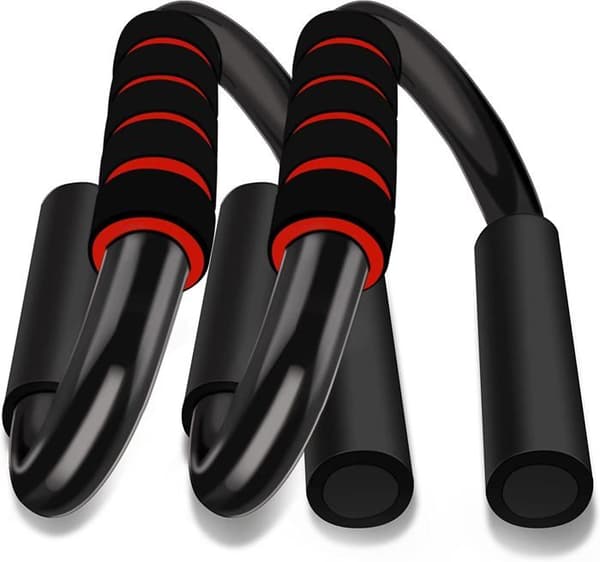 Pumphandtag Bodybuilding Push Up Bar S Shape Paket med 2 svettabsorberande tjocka svamphandtag