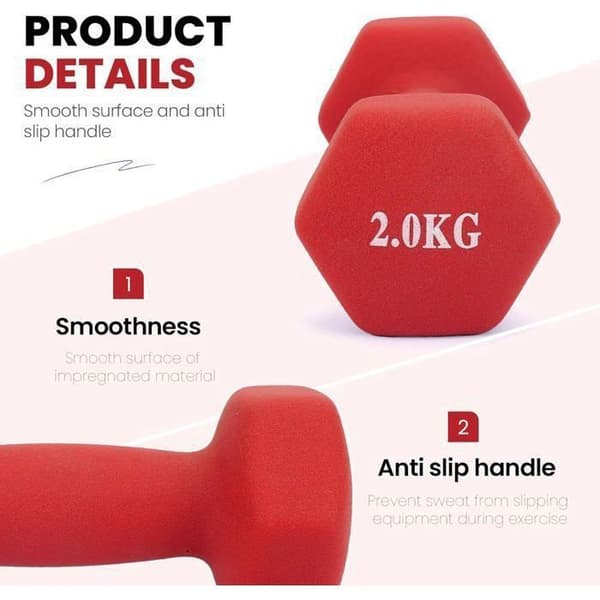 Neoprenhandtag - Ospecificerad - 2x3KG - Halkfria - Hexagonal design - Lätta att rengöra