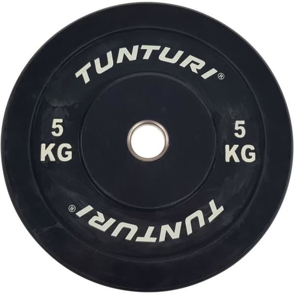 Bumper Plate för Styrketräning Tunturi - 5kg - Svart - Gummi och Stål