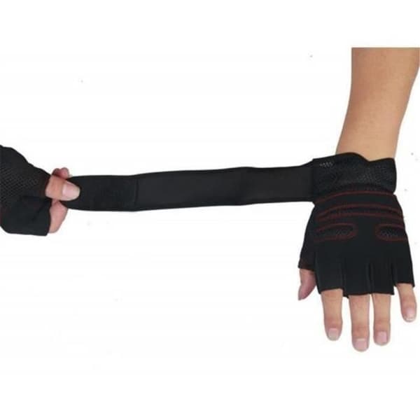 Gym Handskar Fitness Armband Grepp Träning Styrketräning Bodybuilding Sport röd och svart