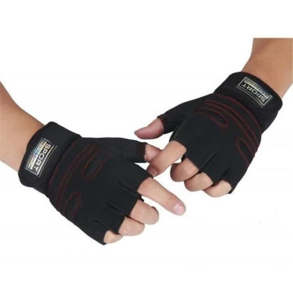 Gym Handskar Fitness Armband Grepp Träning Styrketräning Bodybuilding Sport röd och svart