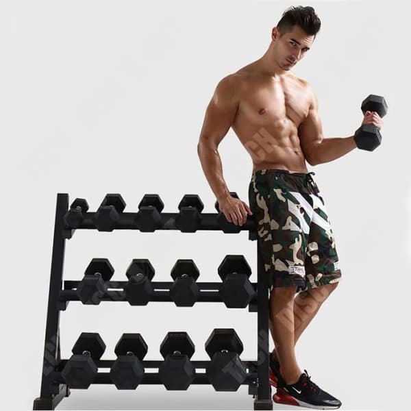TD® Hex Hantel Män och Dam Gym Hushållshall 2,5 kg Armmuskelplätering Hantelutrustning -svart