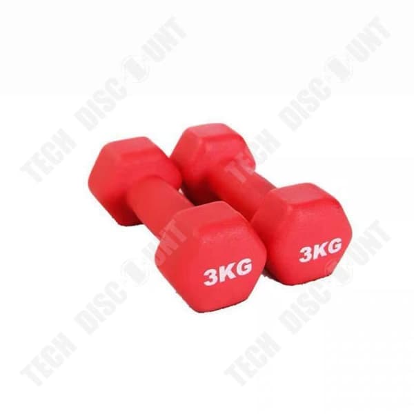 TD® 2 * 3 kg röd -Hantlar Fitness Hushållshantlar Kvinnor Gå ner i vikt Unisex Hantel Dam Tunn Arm
