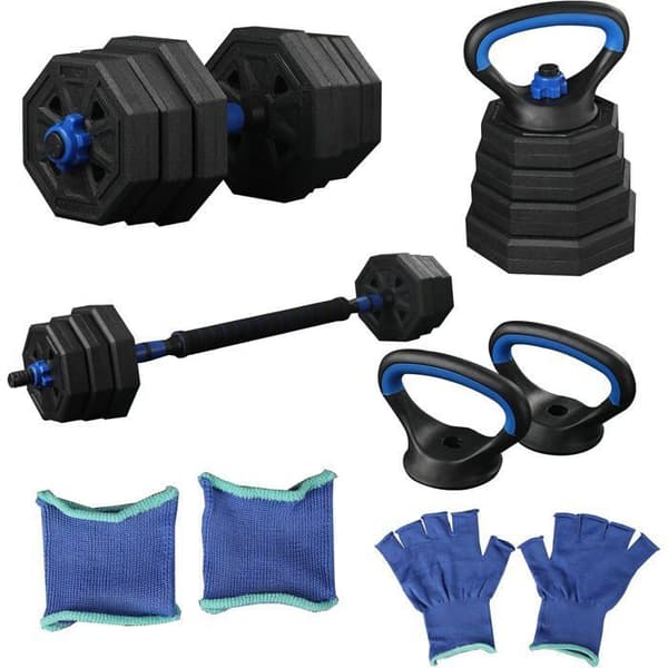 Justerbara hantlar 4 i 1 Ekologiskt set omvandlingsbar till stång, kettlebell, armhävningshandtag 10KG