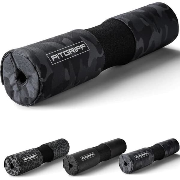 Fitgriff Foam Strength Training Bar med kardborreband, skivstångs höftstångsdyna, nackskydd, stånghylsa