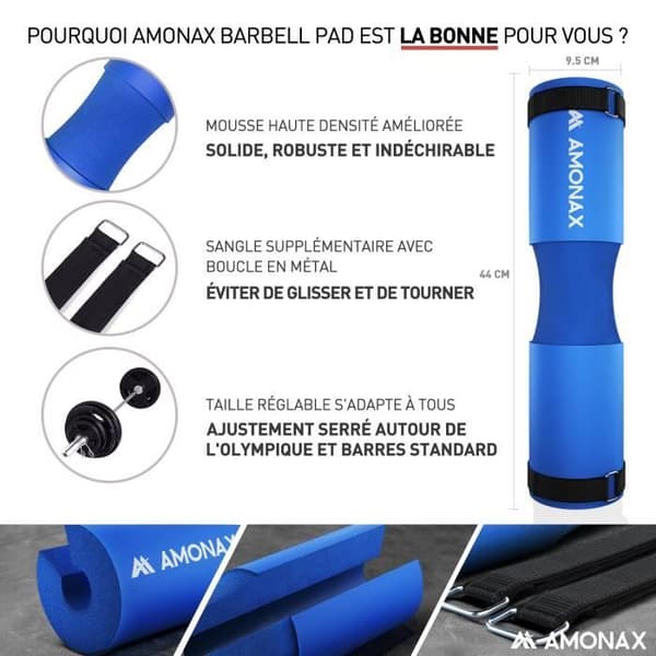 AMONAX - Skivstång squat Pad - BLÅ - Foam Squat Sleeve - Nack- och axelstödsskydd för squats utfall