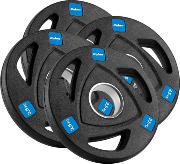 Barre - halter - vikt Rebel - RBA-2108 - Set av gummiklädda vikter 4x2,5kg, olympisk öppning 51mm, AKTIV