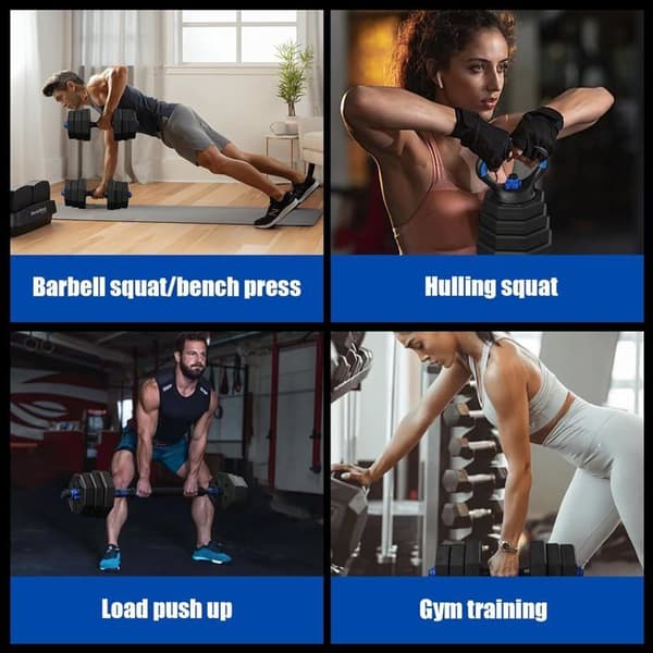 Justerbara hantlar 4 i 1 Ekologiskt set omvandlingsbar till stång, kettlebell, armhävningshandtag 30KG