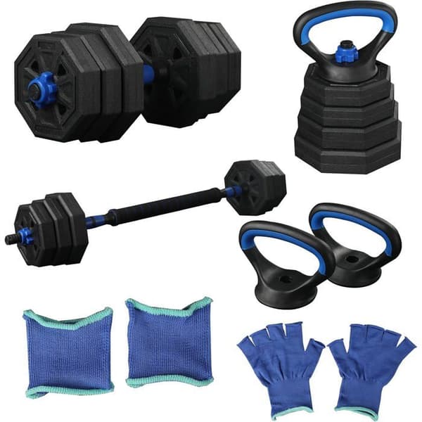 Justerbara hantlar 4 i 1 Ekologiskt set omvandlingsbar till stång, kettlebell, armhävningshandtag 30KG
