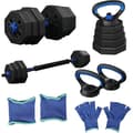 Miniatyrbild 1 av 6: Justerbara hantlar 4 i 1 Ekologiskt set som kan omvandlas till skivstång, kettlebell, armhävningshandtag 20KG