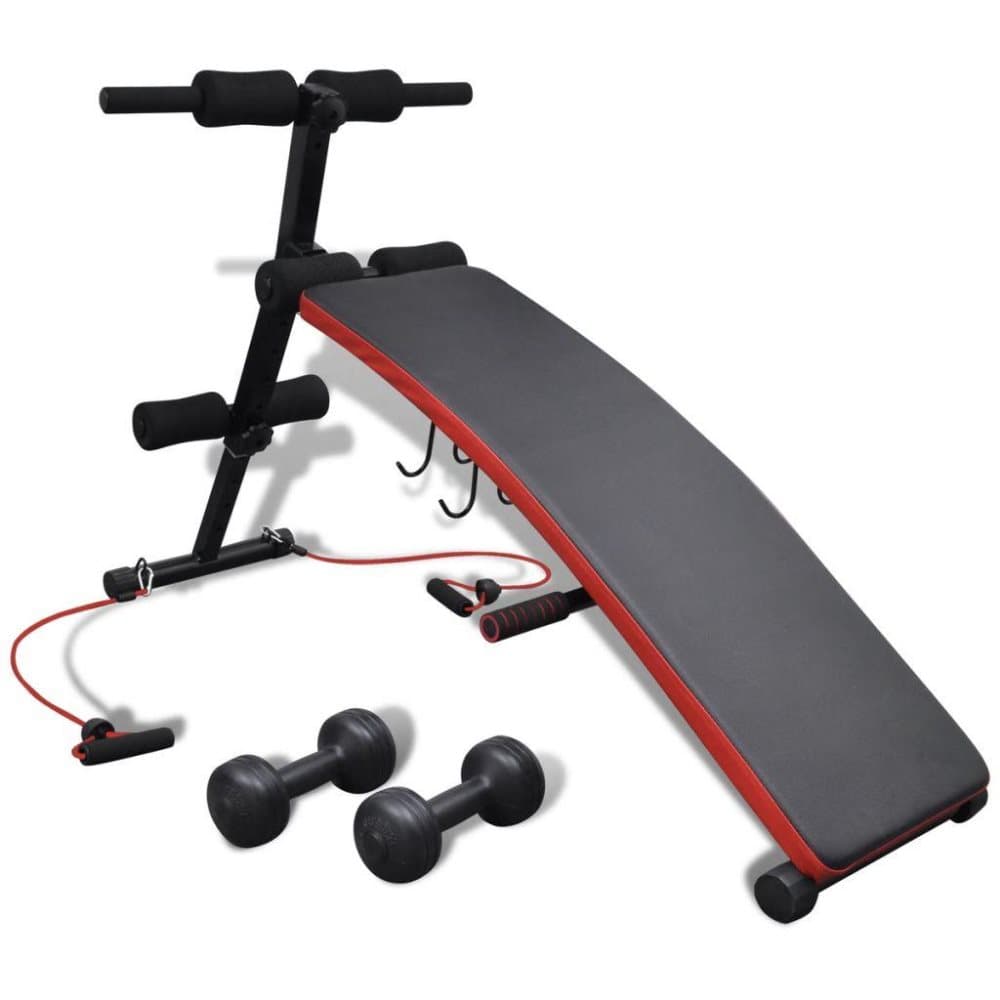 vidaXL justerbar multifunktionel sit up-bænk med 3 kg håndvægte