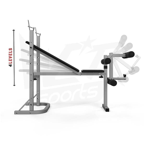 Kompakti monitoiminen kotikuntosalipenkki, säädettävä selkänoja & 60 kg painot