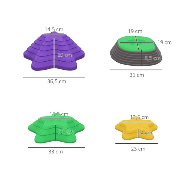 Balance Stepping Stones Spil, ZONEKIZ, 23x23x4 cm, 33x33x7.5 cm, 36.5x36.5x16 cm, 31x31x8.5 cm, Multifarvet
