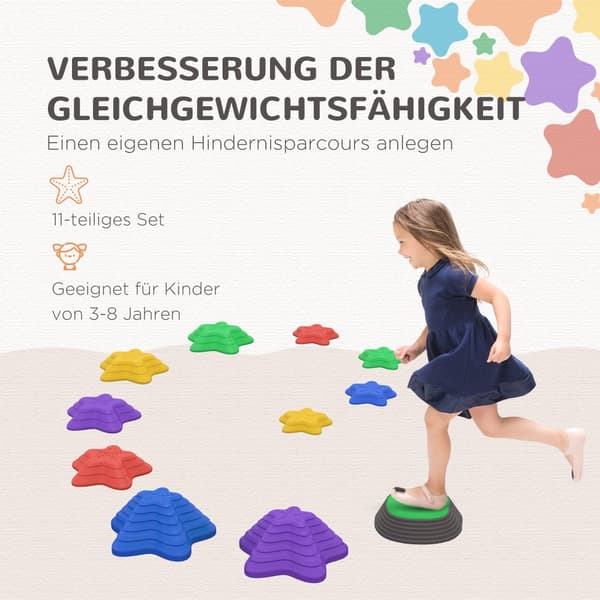 Balance Stepping Stones Spil, ZONEKIZ, 23x23x4 cm, 33x33x7.5 cm, 36.5x36.5x16 cm, 31x31x8.5 cm, Multifarvet