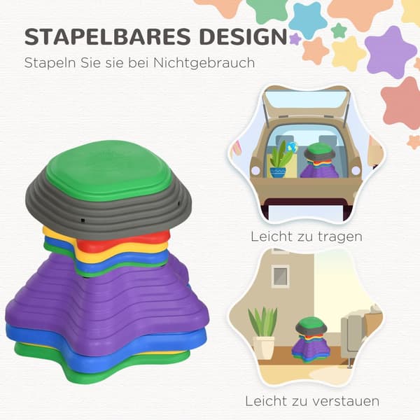Balance Stepping Stones Spil, ZONEKIZ, 23x23x4 cm, 33x33x7.5 cm, 36.5x36.5x16 cm, 31x31x8.5 cm, Multifarvet